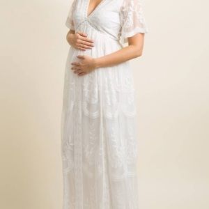 NWT Pinkblush white lace overlay maxi dress